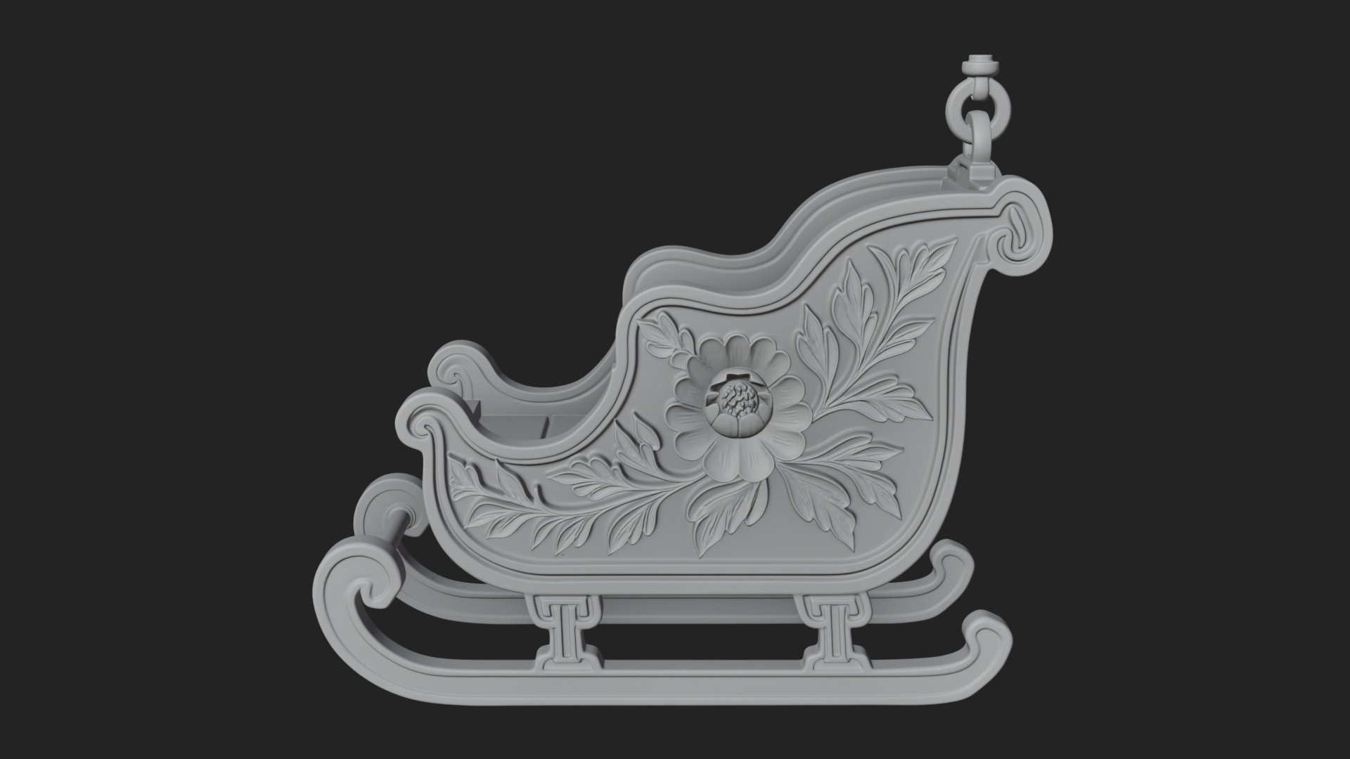 Carved Christmas Sleigh Model Design 1 3D Print Model 3D Model