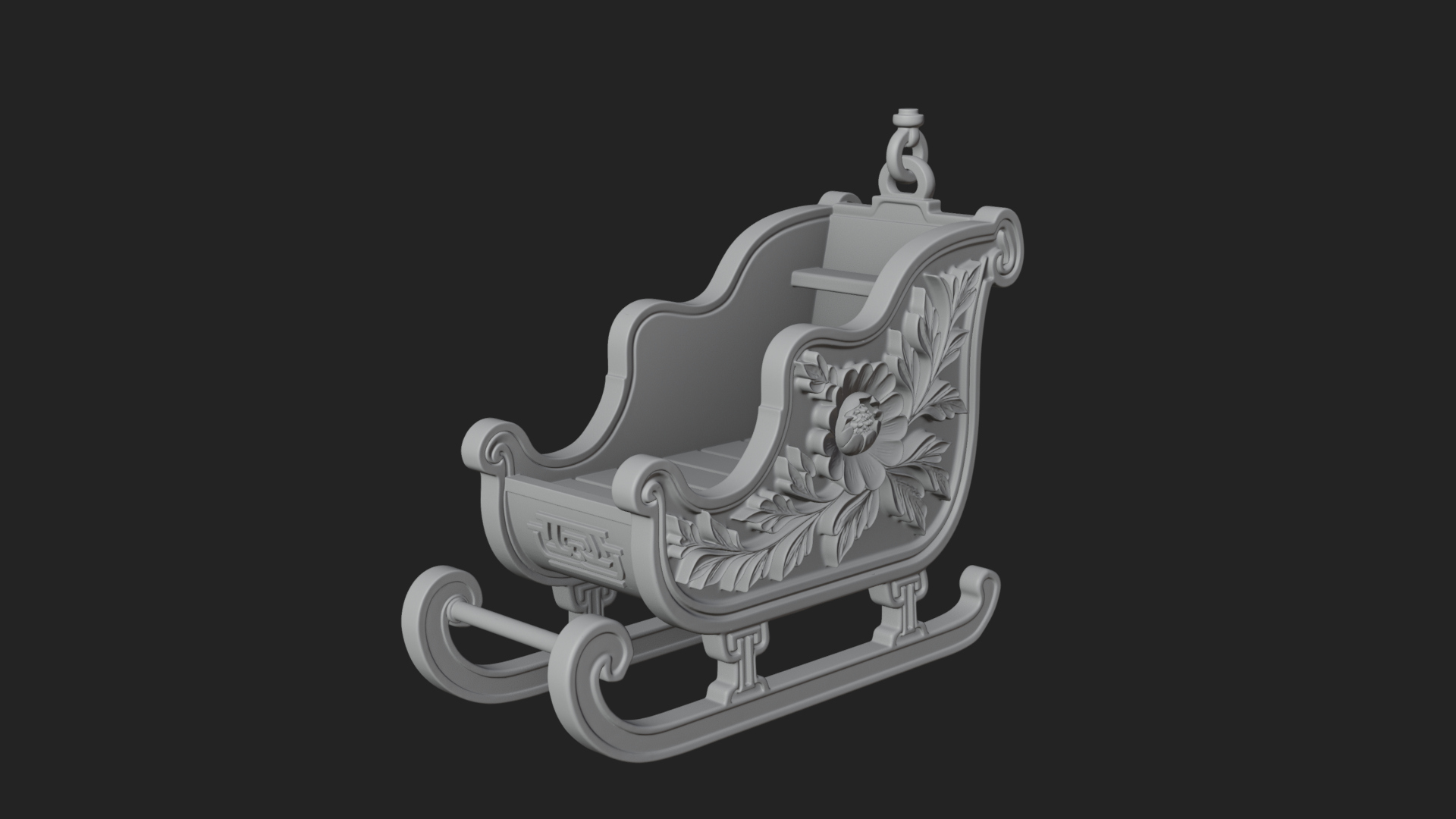 Carved Christmas Sleigh Model Design 1 3D Print Model 3D Model