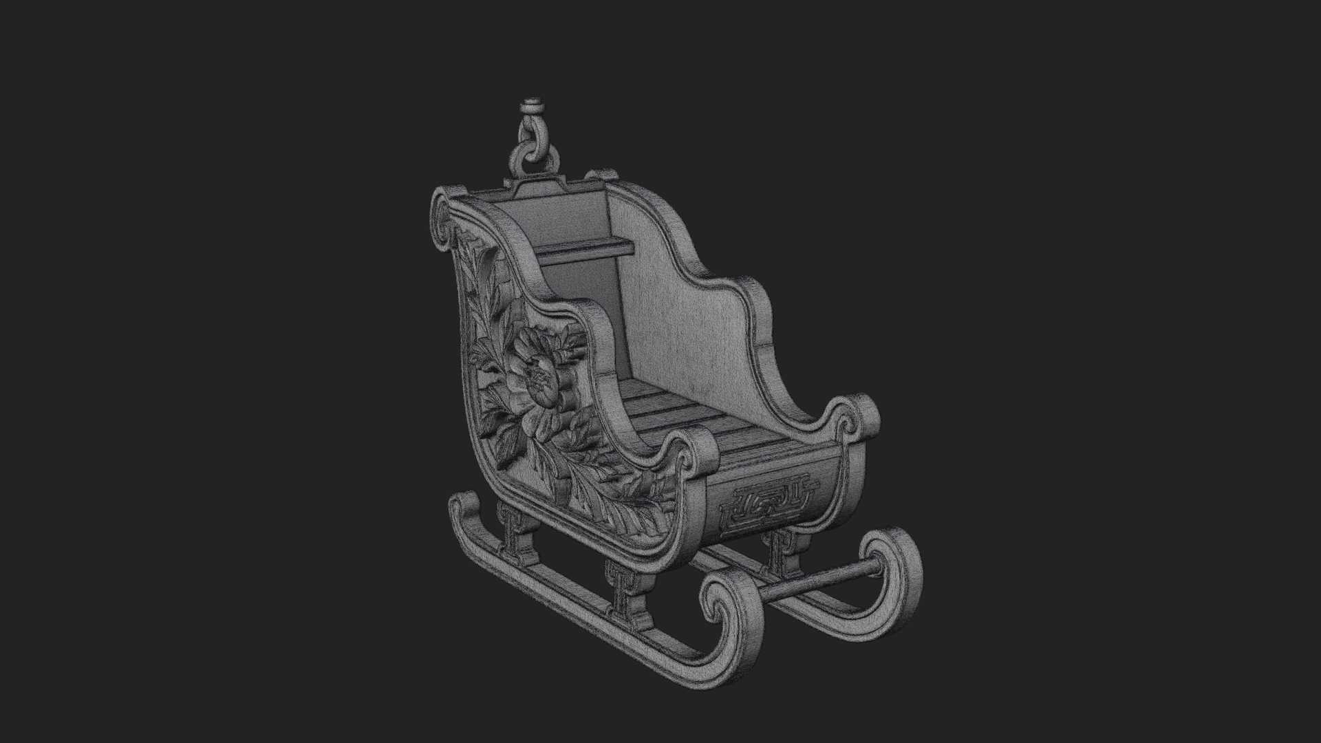 Carved Christmas Sleigh Model Design 1 3D Print Model 3D Model