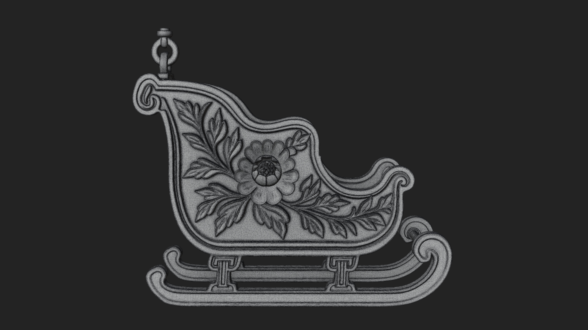 Carved Christmas Sleigh Model Design 1 3D Print Model 3D Model