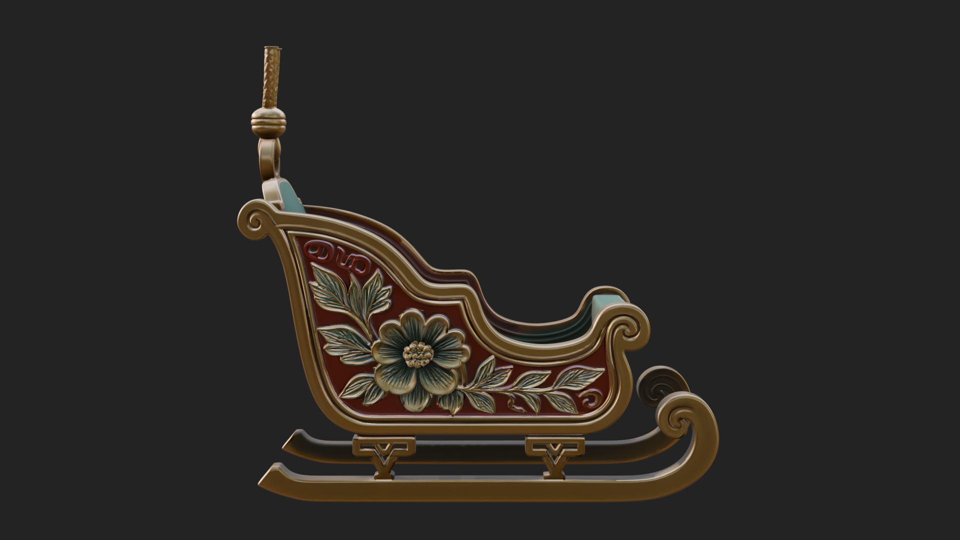 Carved Christmas Sleigh Model Design 2 3D Print Model 3D Model