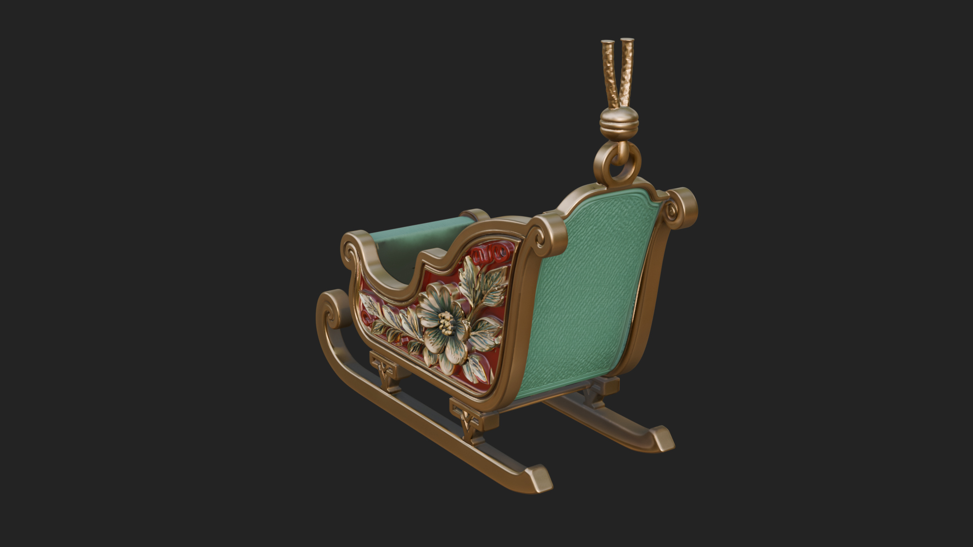 Carved Christmas Sleigh Model Design 2 3D Print Model 3D Model