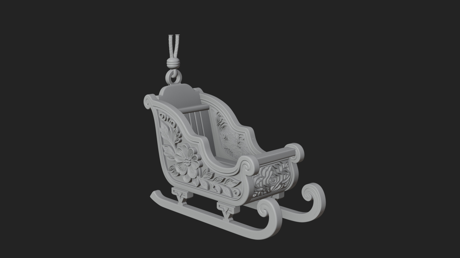Carved Christmas Sleigh Model Design 2 3D Print Model 3D Model