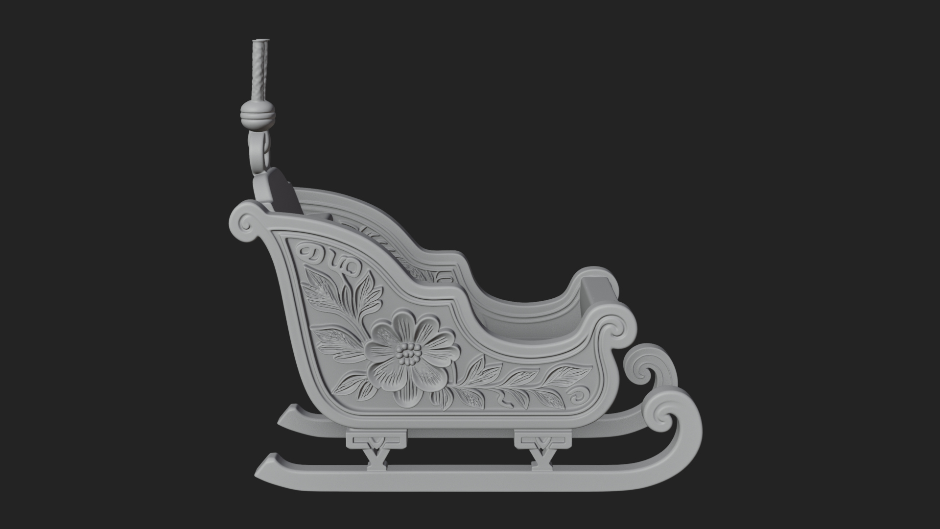 Carved Christmas Sleigh Model Design 2 3D Print Model 3D Model