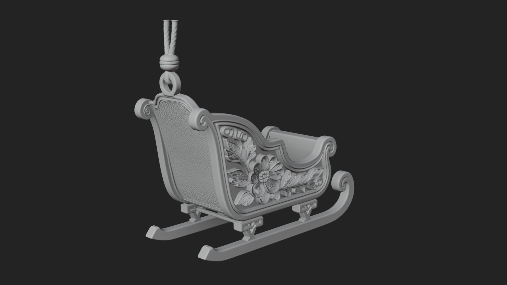 Carved Christmas Sleigh Model Design 2 3D Print Model 3D Model