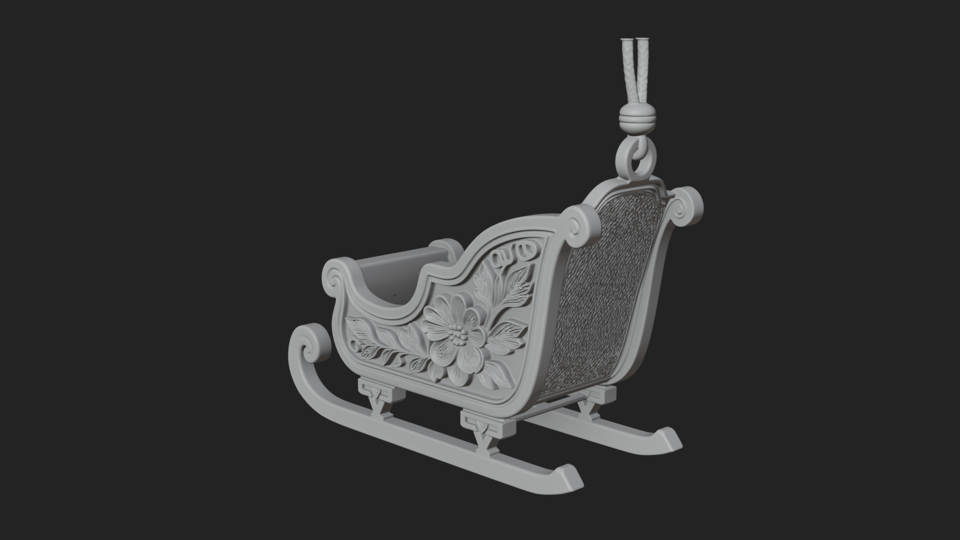 Carved Christmas Sleigh Model Design 2 3D Print Model 3D Model
