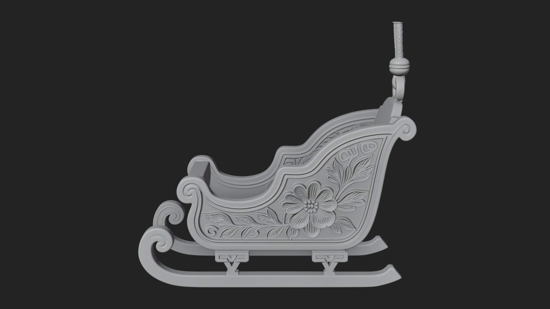 Carved Christmas Sleigh Model Design 2 3D Print Model 3D Model