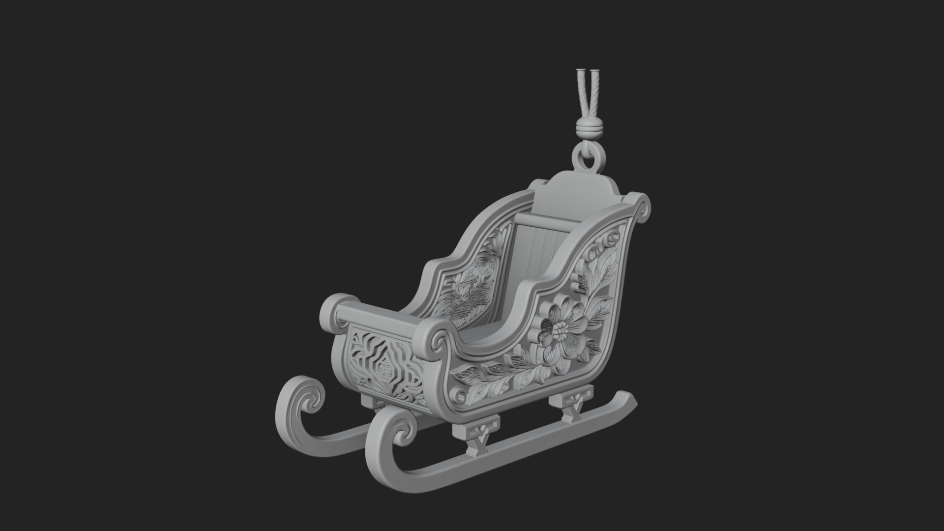 Carved Christmas Sleigh Model Design 2 3D Print Model 3D Model
