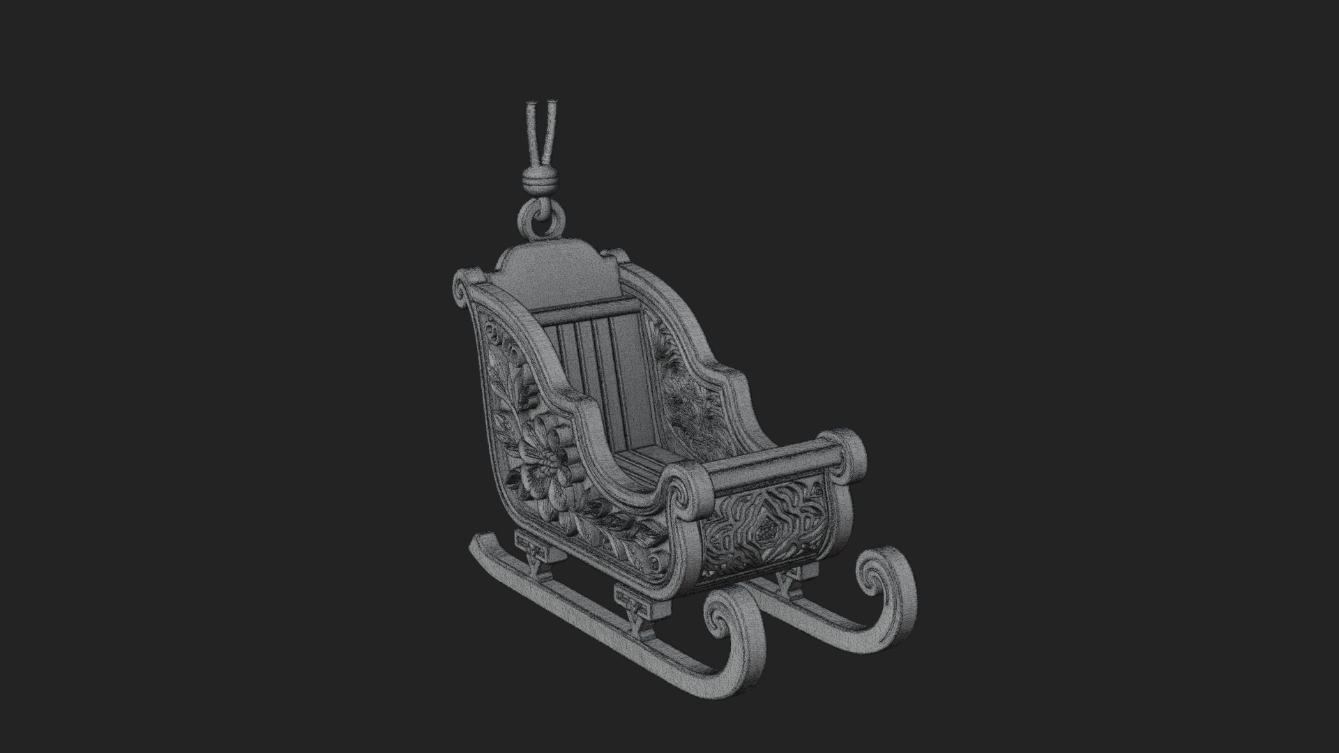 Carved Christmas Sleigh Model Design 2 3D Print Model 3D Model