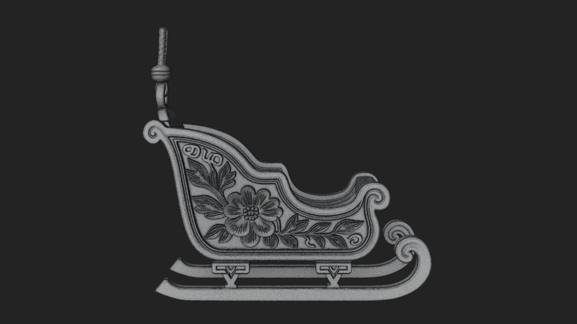 Carved Christmas Sleigh Model Design 2 3D Print Model 3D Model