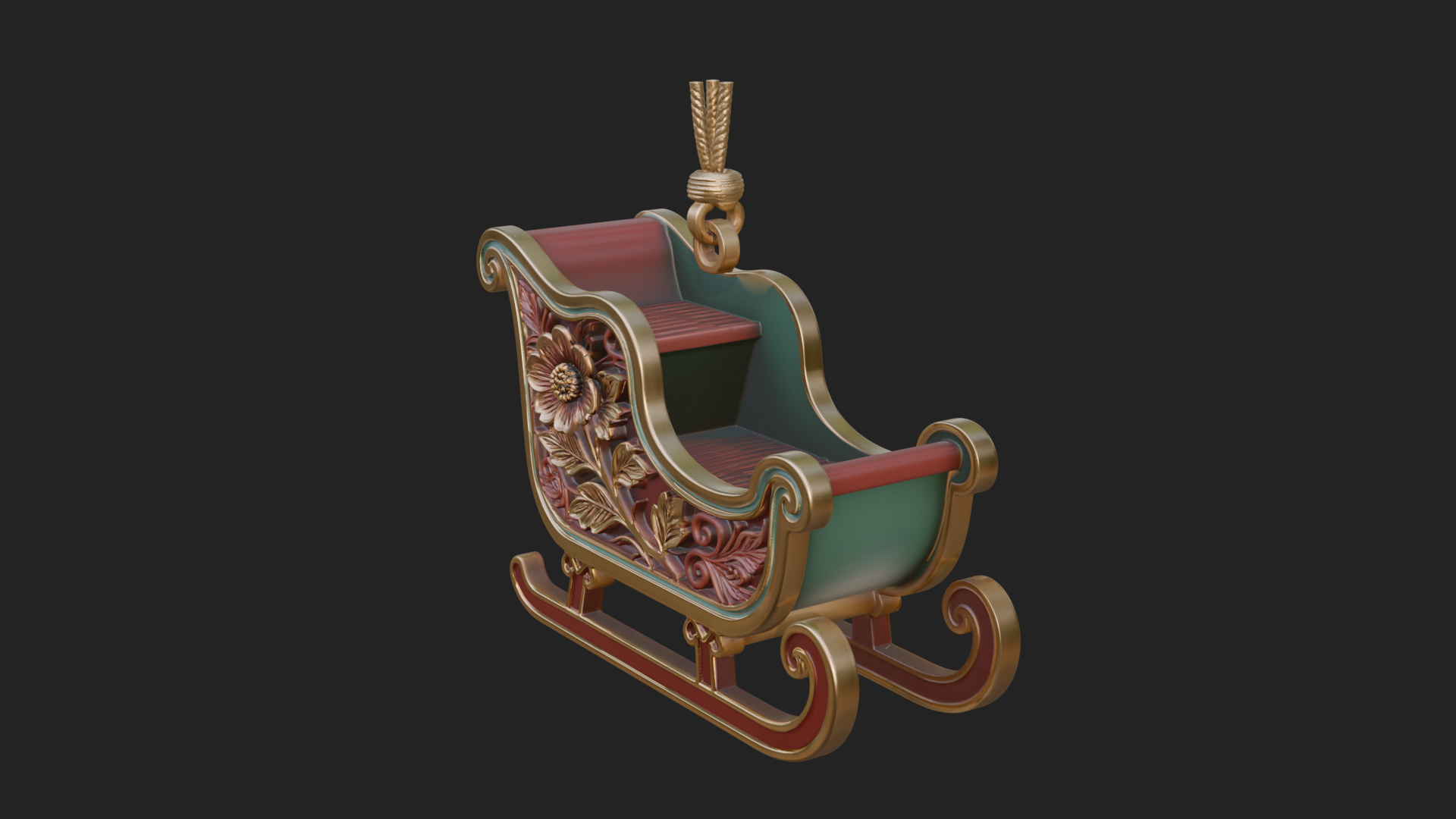 Carved Christmas Sleigh Model Design 3 3D Print Model 3D Model