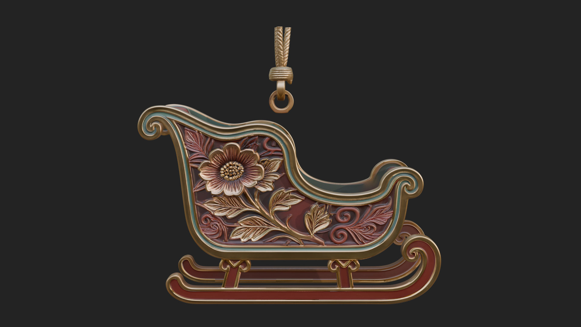 Carved Christmas Sleigh Model Design 3 3D Print Model 3D Model