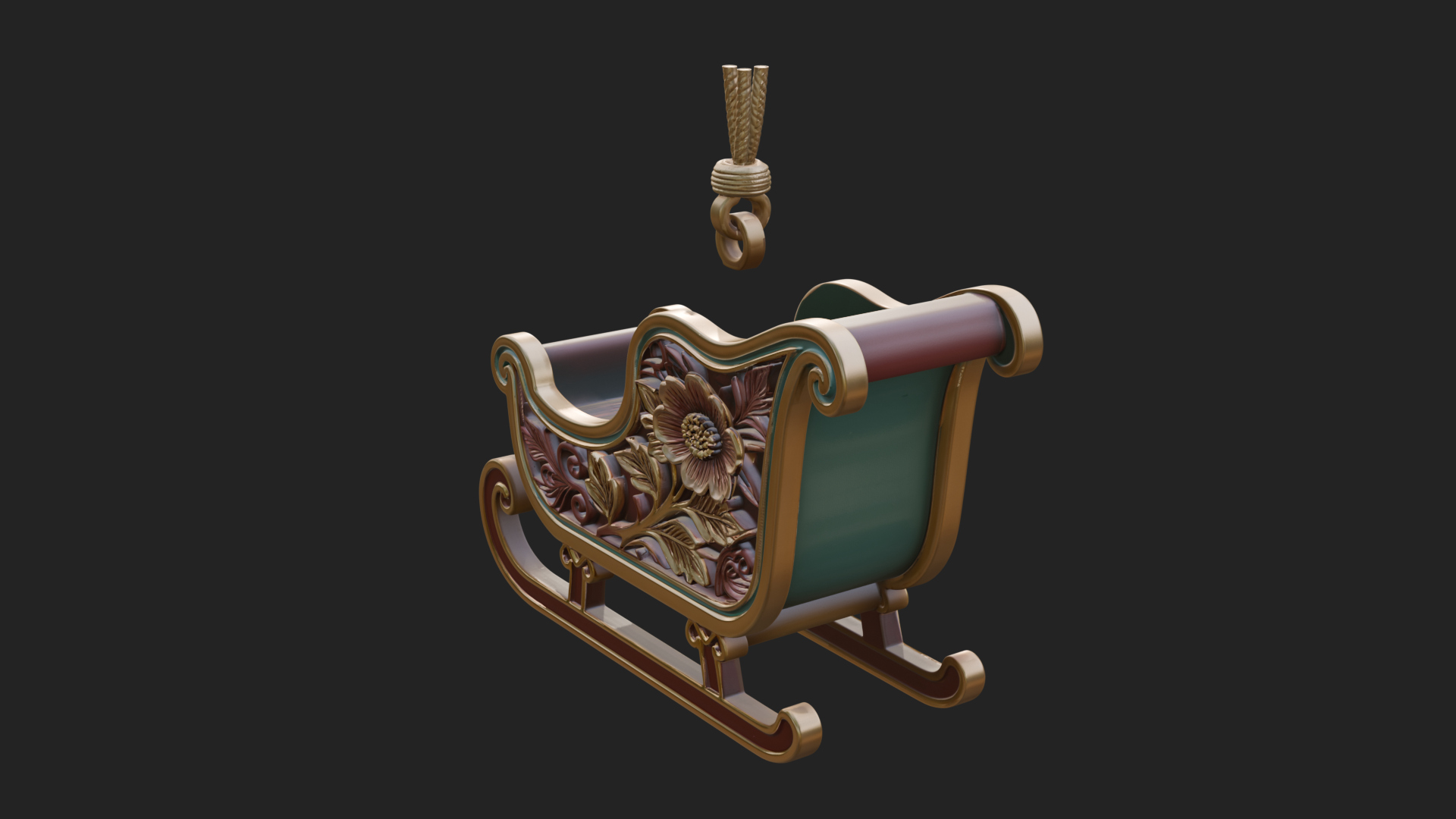 Carved Christmas Sleigh Model Design 3 3D Print Model 3D Model