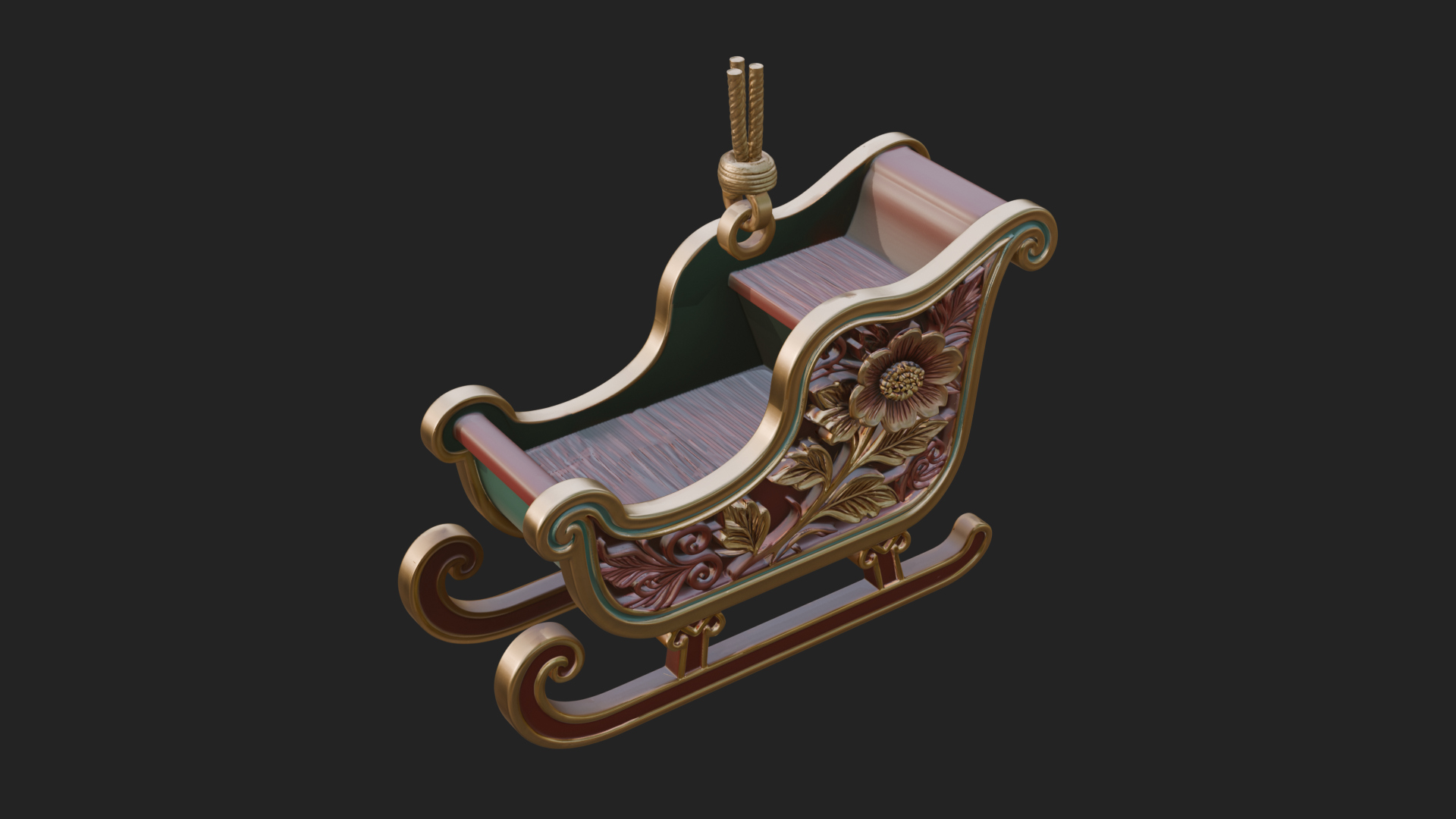 Carved Christmas Sleigh Model Design 3 3D Print Model 3D Model
