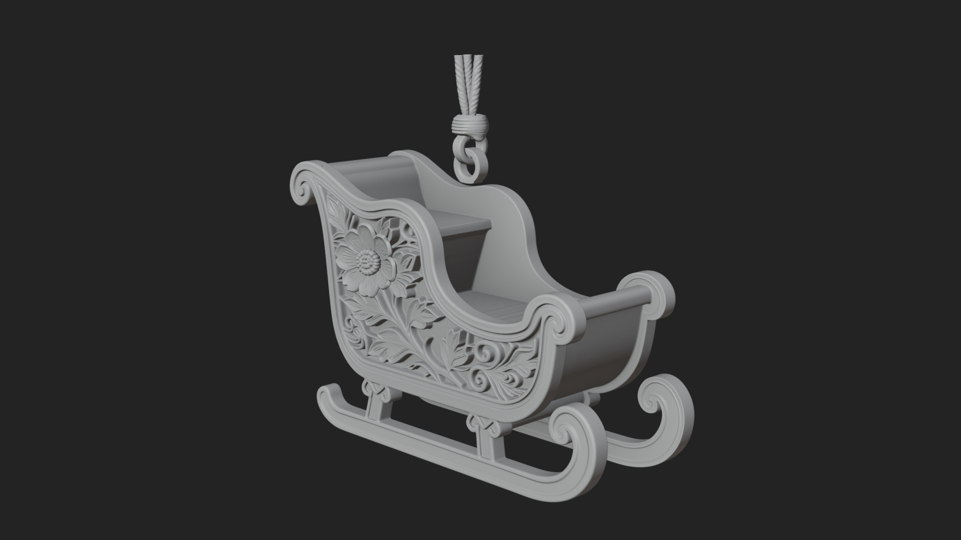 Carved Christmas Sleigh Model Design 3 3D Print Model 3D Model
