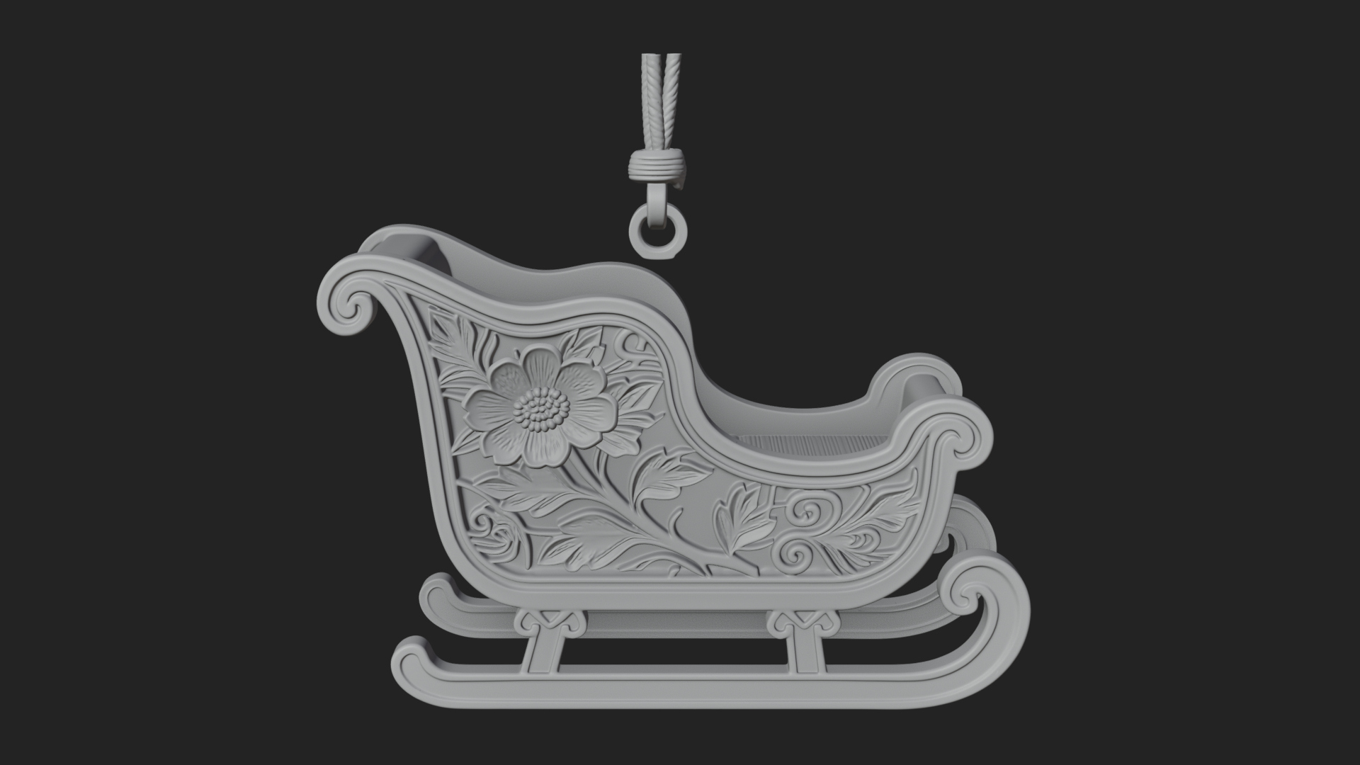 Carved Christmas Sleigh Model Design 3 3D Print Model 3D Model