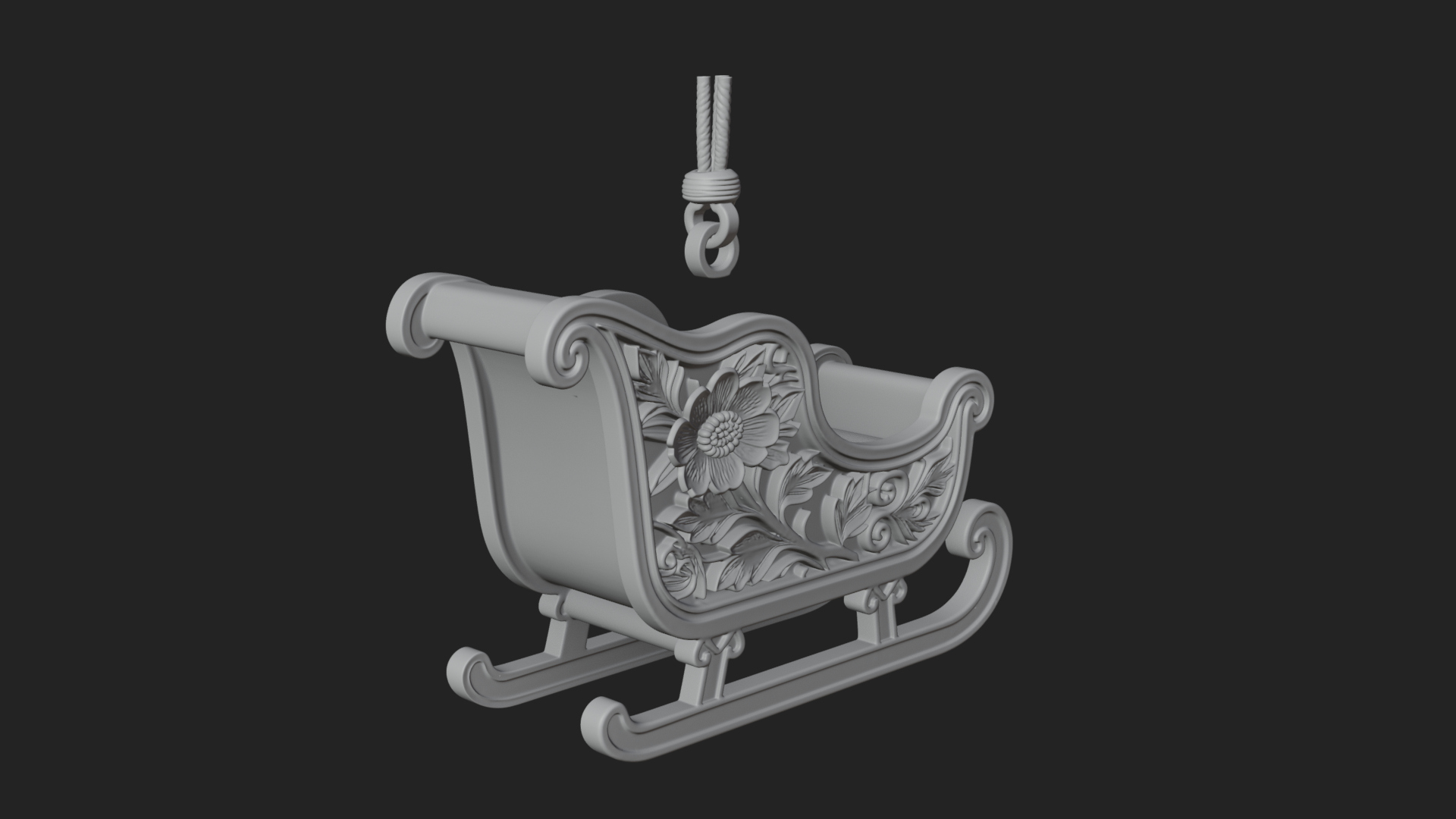 Carved Christmas Sleigh Model Design 3 3D Print Model 3D Model