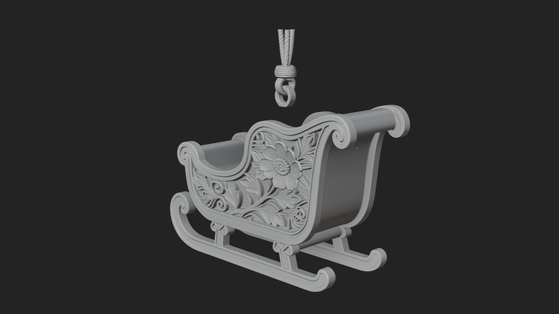Carved Christmas Sleigh Model Design 3 3D Print Model 3D Model