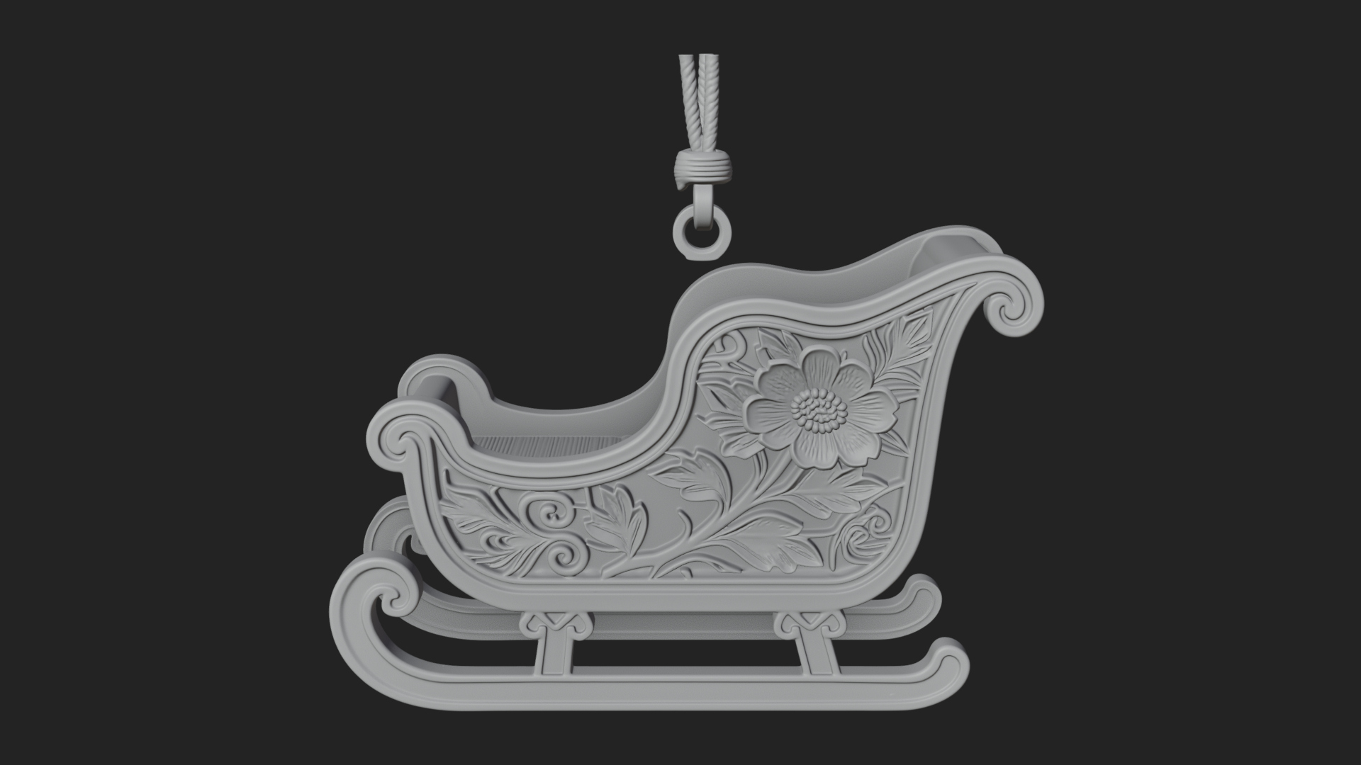 Carved Christmas Sleigh Model Design 3 3D Print Model 3D Model