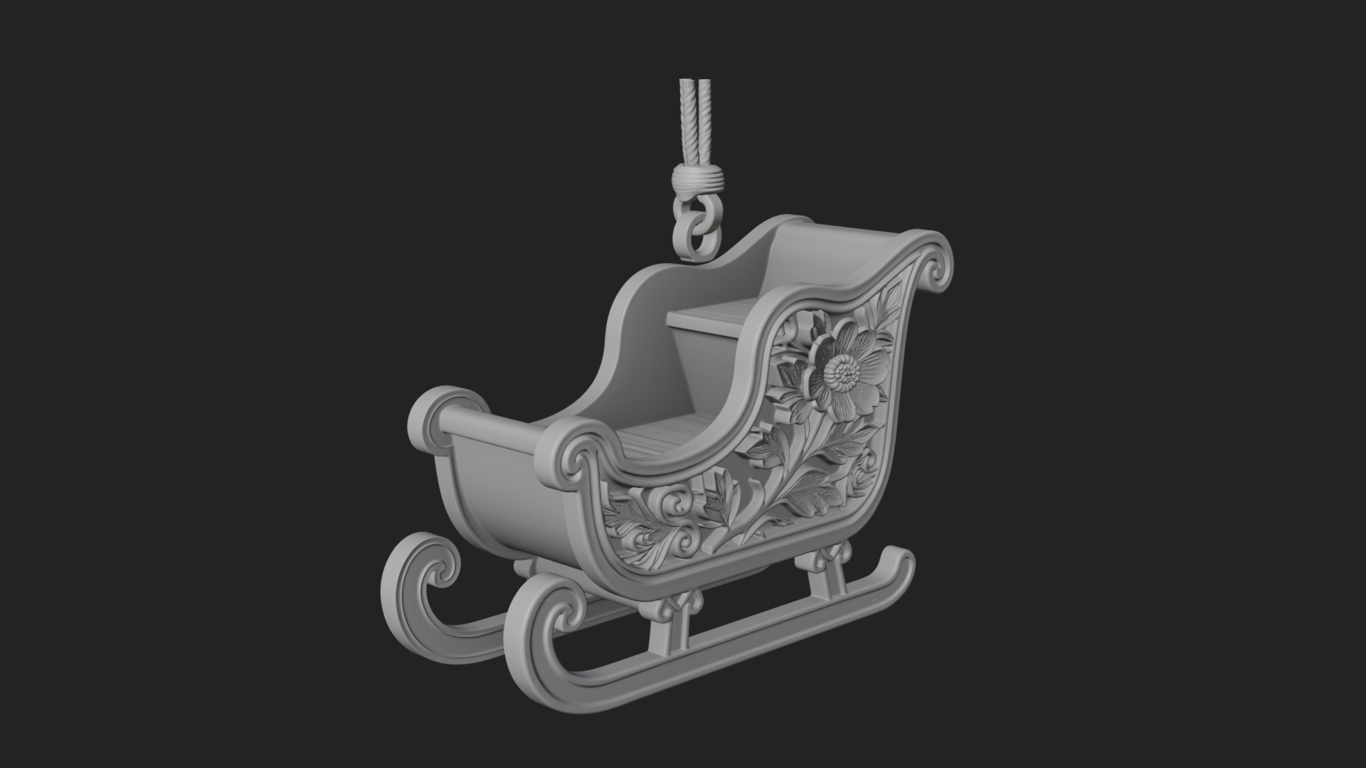 Carved Christmas Sleigh Model Design 3 3D Print Model 3D Model