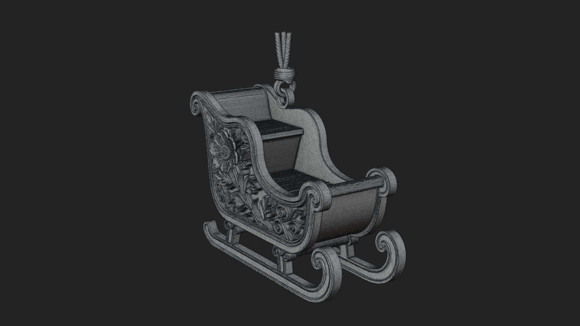 Carved Christmas Sleigh Model Design 3 3D Print Model 3D Model