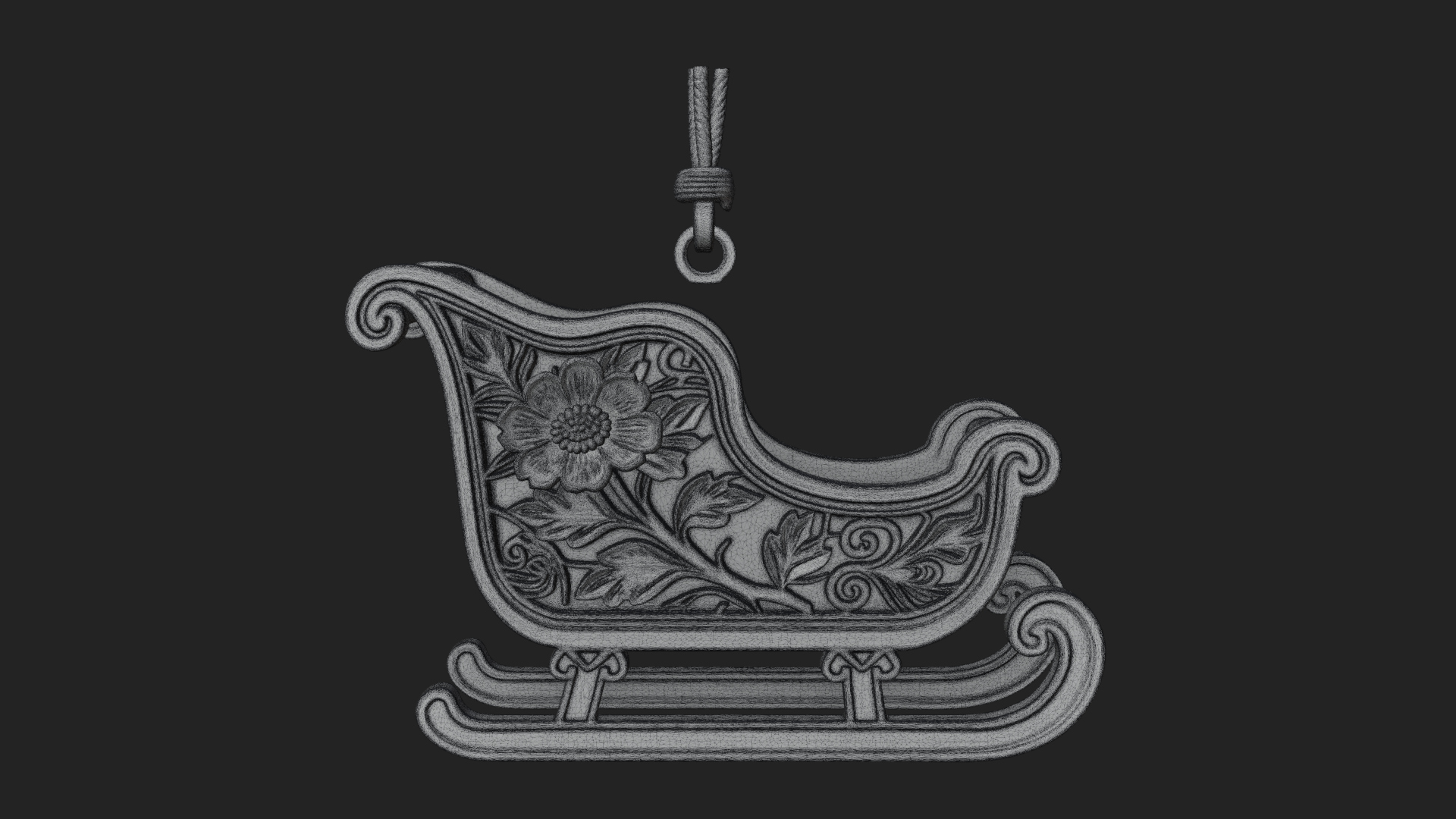Carved Christmas Sleigh Model Design 3 3D Print Model 3D Model