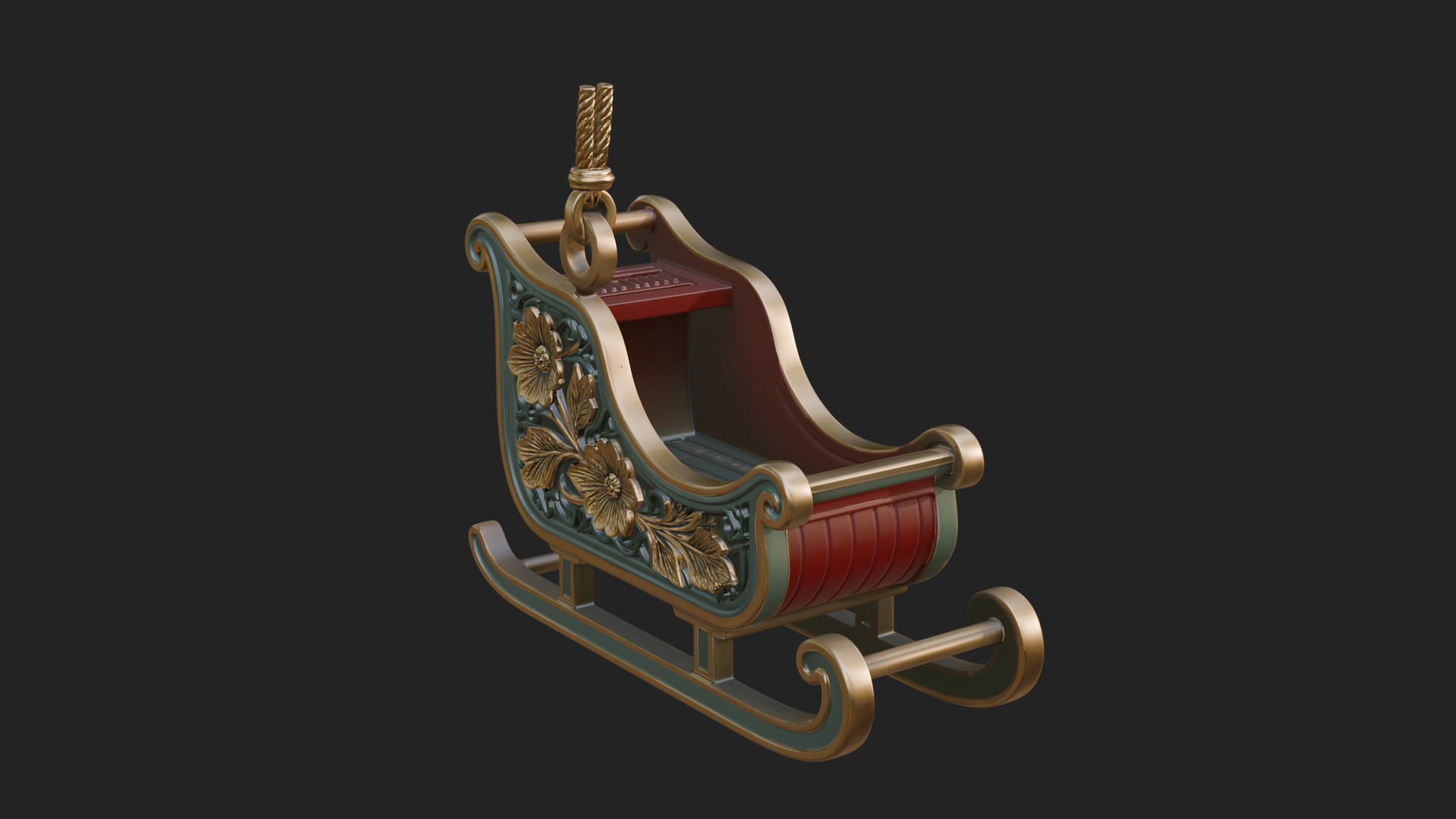 Carved Christmas Sleigh Model Design 4 3D Print Model 3D Model