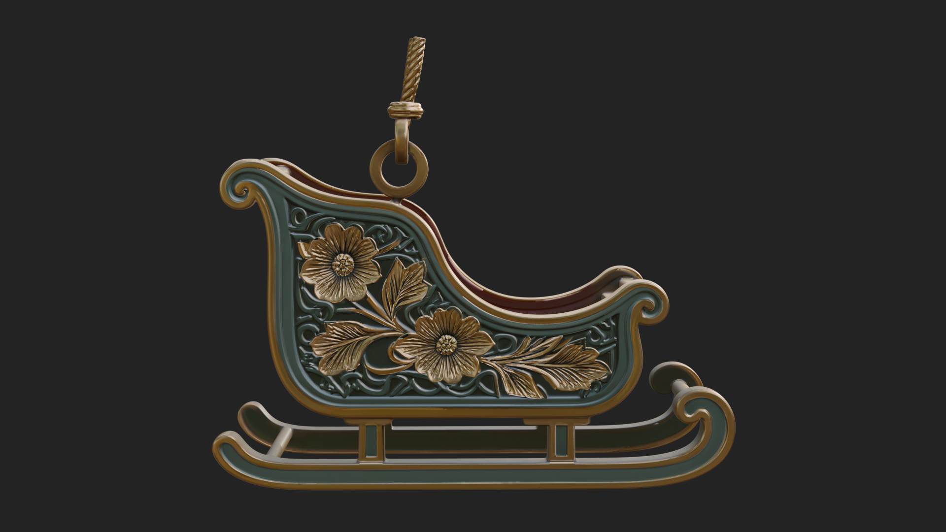 Carved Christmas Sleigh Model Design 4 3D Print Model 3D Model