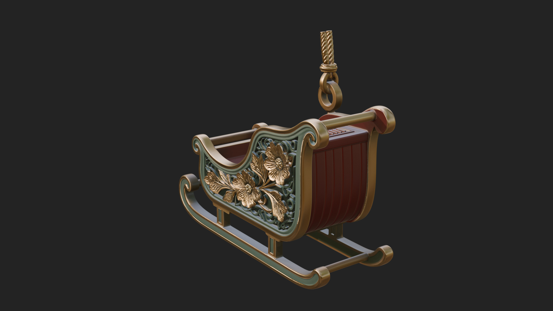 Carved Christmas Sleigh Model Design 4 3D Print Model 3D Model
