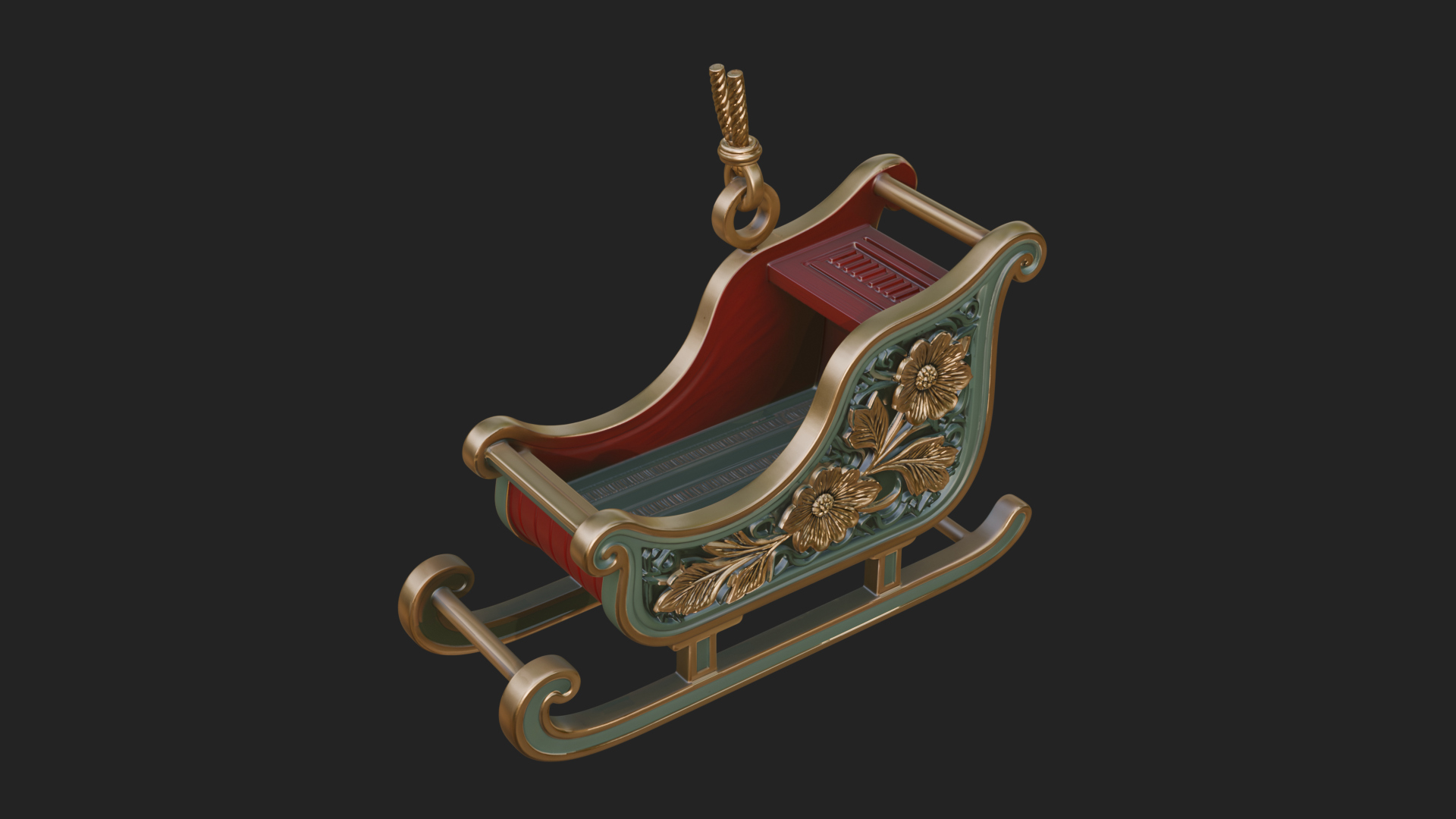 Carved Christmas Sleigh Model Design 4 3D Print Model 3D Model