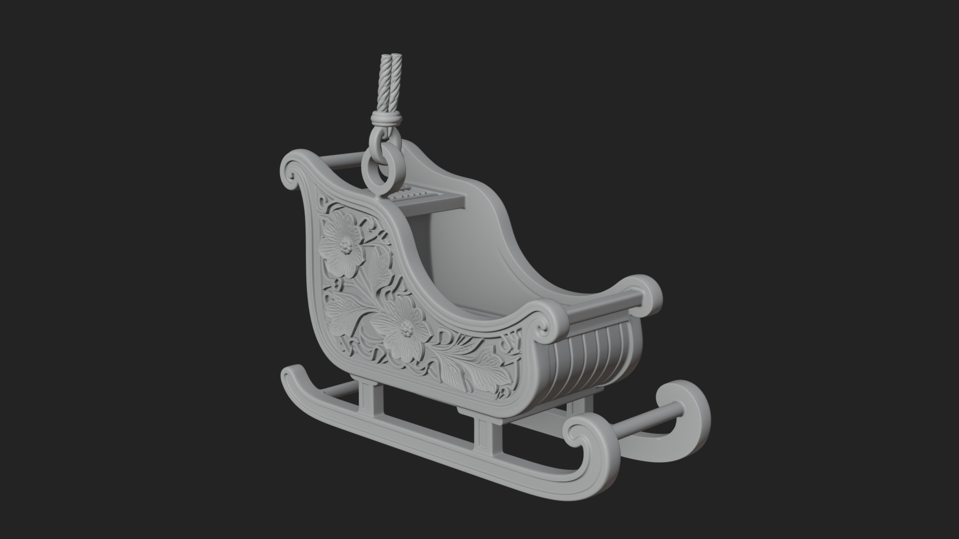 Carved Christmas Sleigh Model Design 4 3D Print Model 3D Model