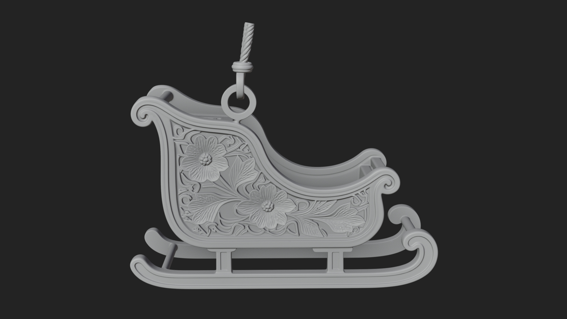 Carved Christmas Sleigh Model Design 4 3D Print Model 3D Model