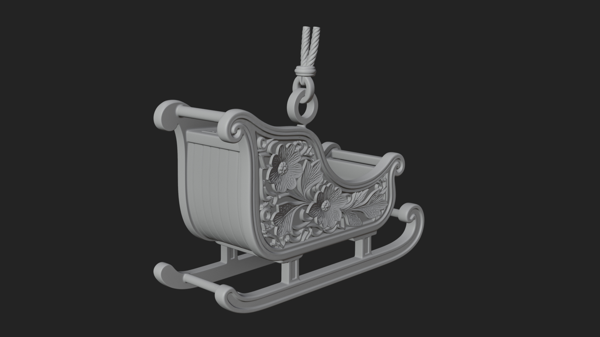 Carved Christmas Sleigh Model Design 4 3D Print Model 3D Model