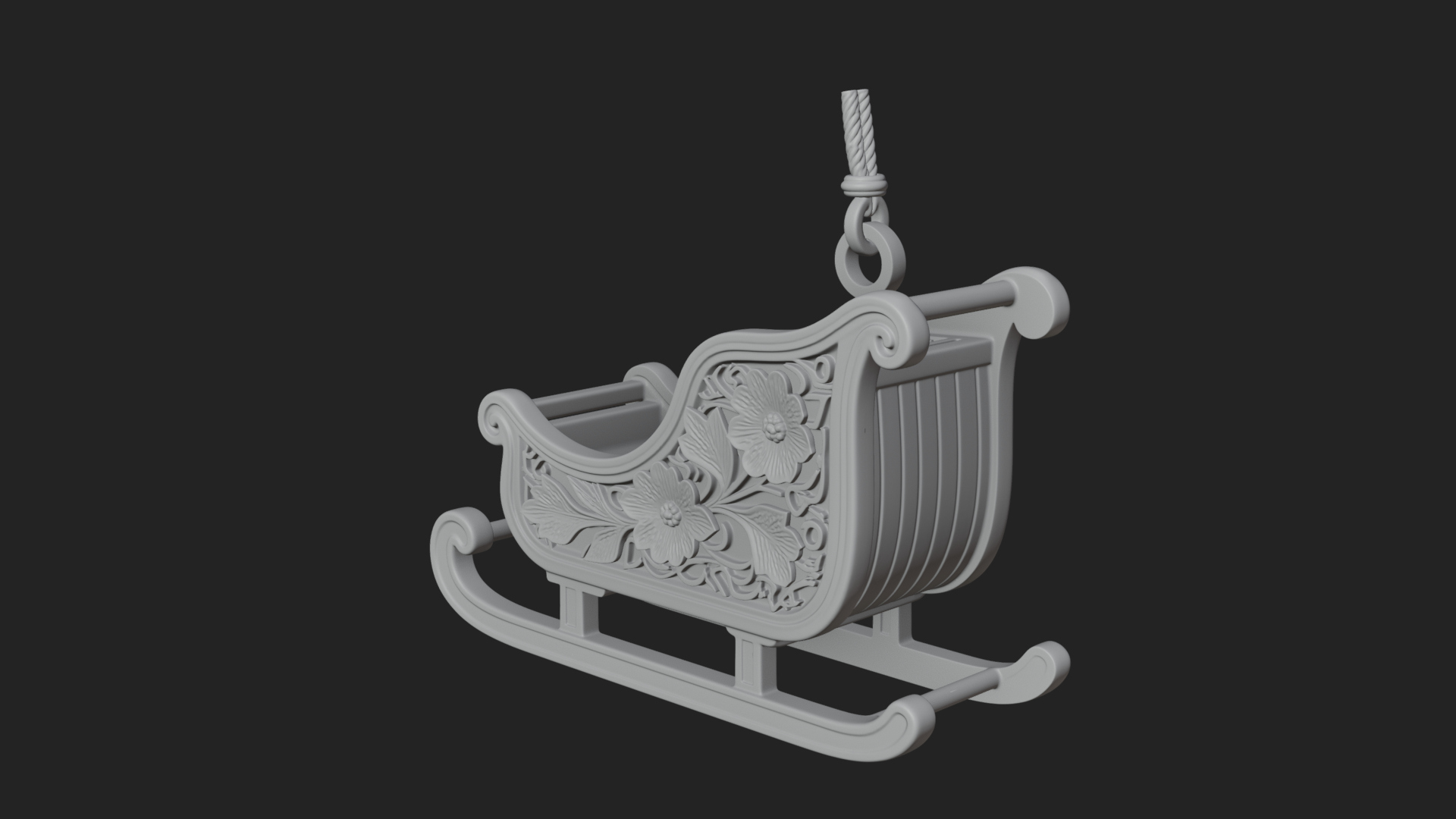 Carved Christmas Sleigh Model Design 4 3D Print Model 3D Model