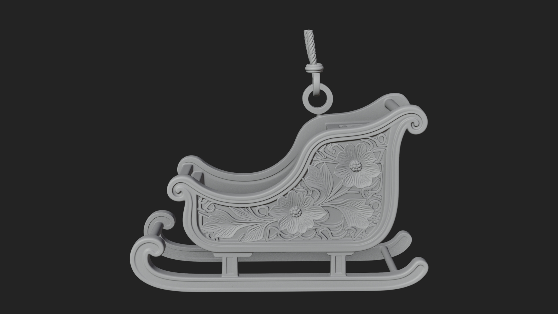 Carved Christmas Sleigh Model Design 4 3D Print Model 3D Model