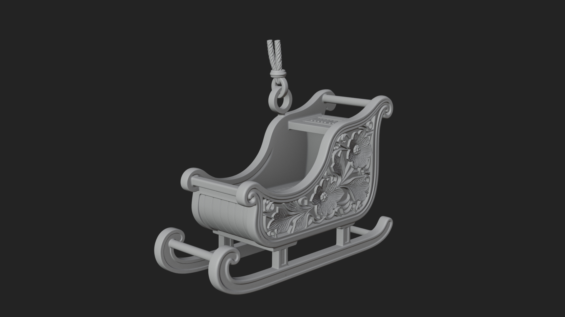 Carved Christmas Sleigh Model Design 4 3D Print Model 3D Model