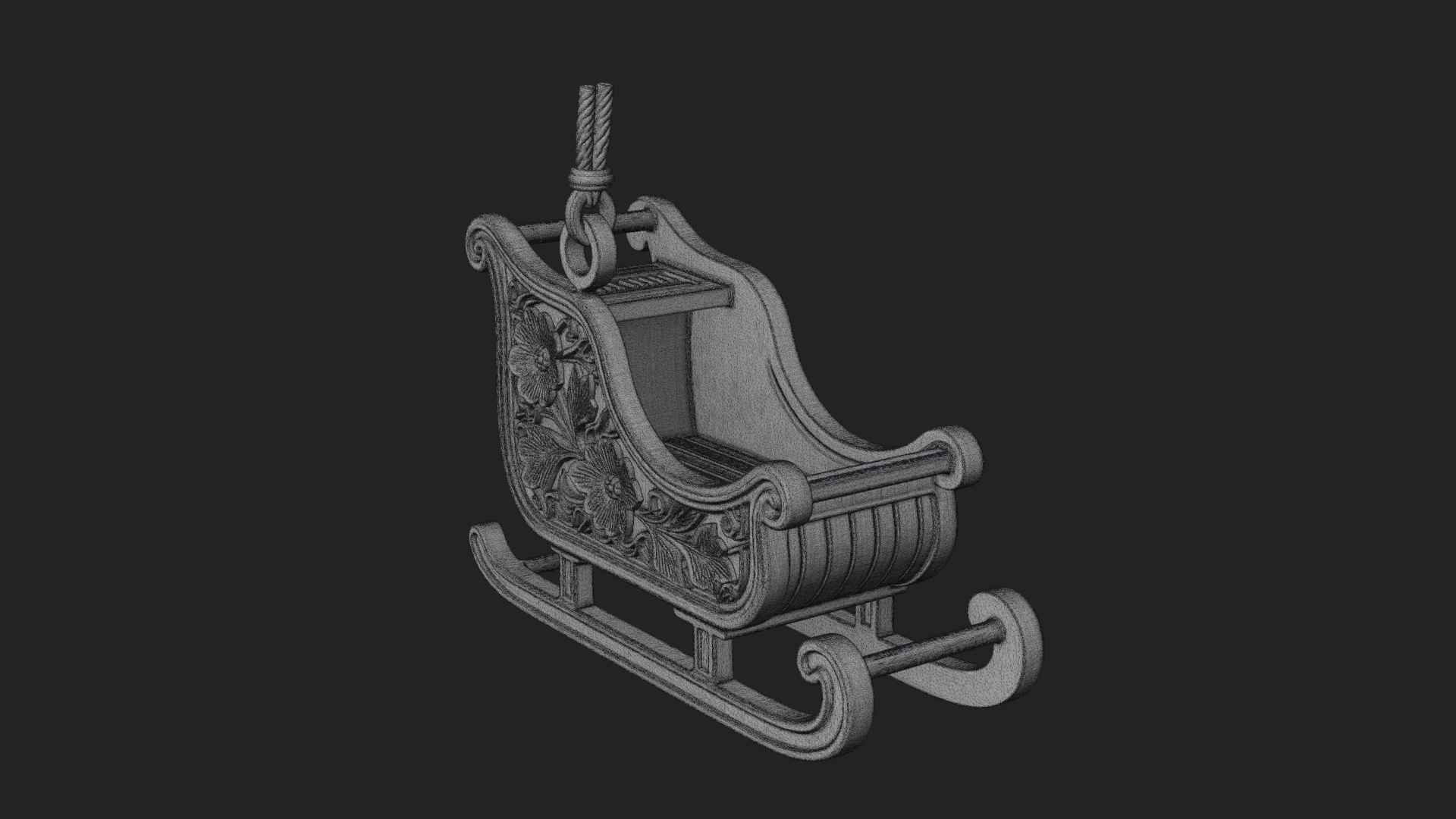 Carved Christmas Sleigh Model Design 4 3D Print Model 3D Model