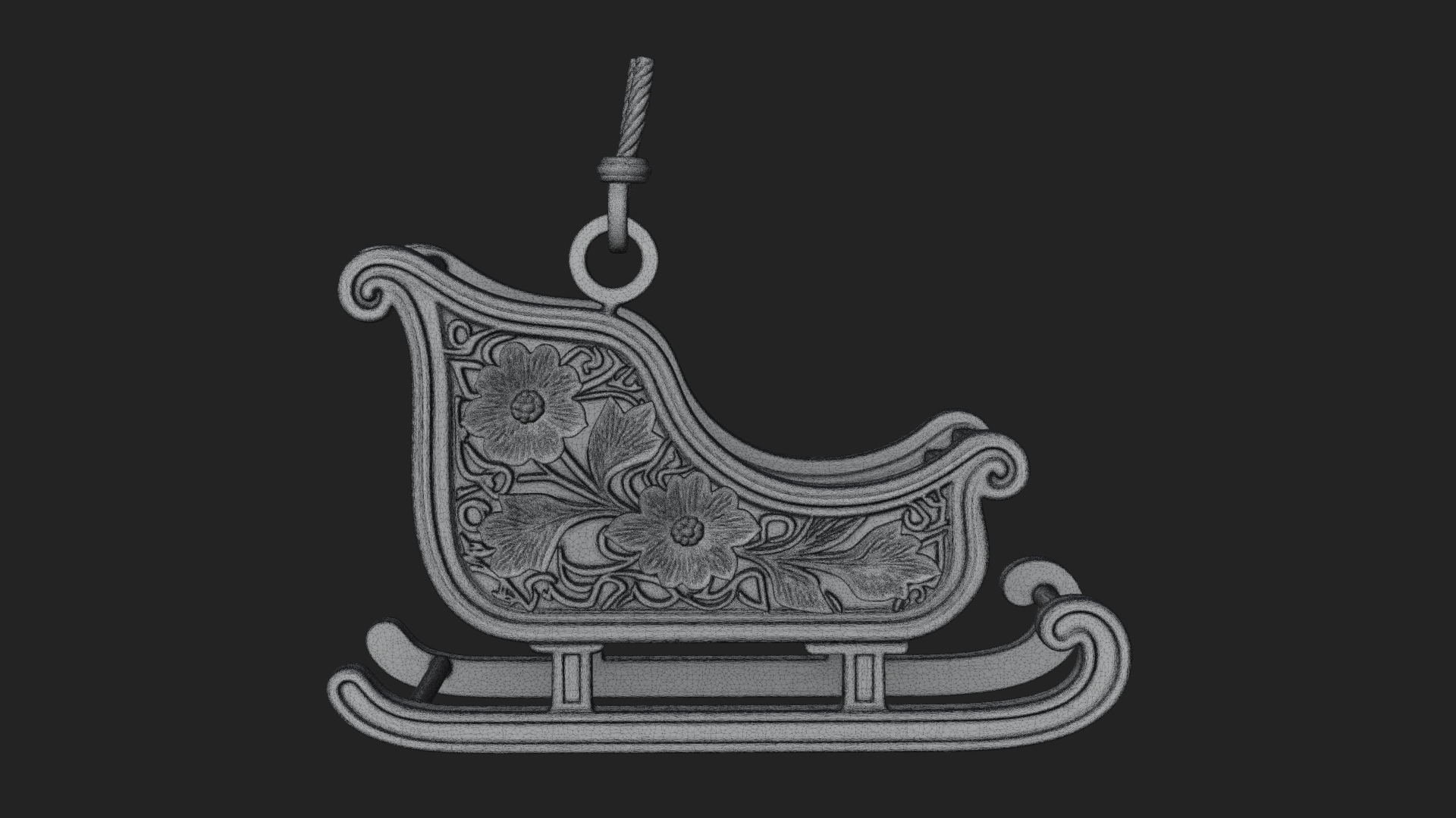 Carved Christmas Sleigh Model Design 4 3D Print Model 3D Model