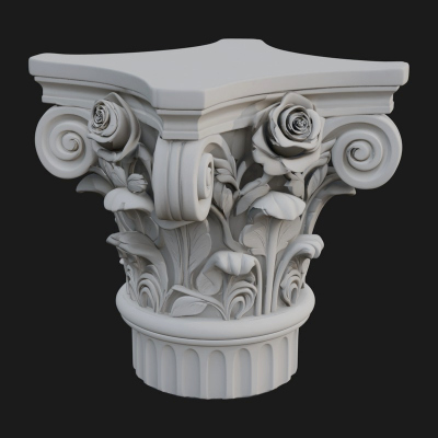 Carved Column Capital Design 1 3D Print Model