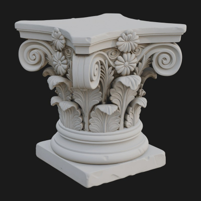 Carved Column Capital Design 12 3D Print Model