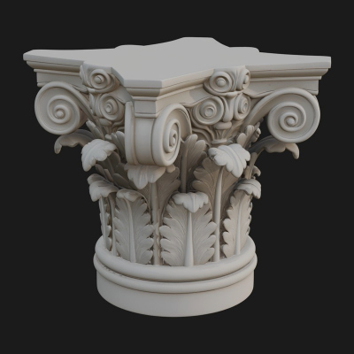 Carved Column Capital Design 2 3D Print Model