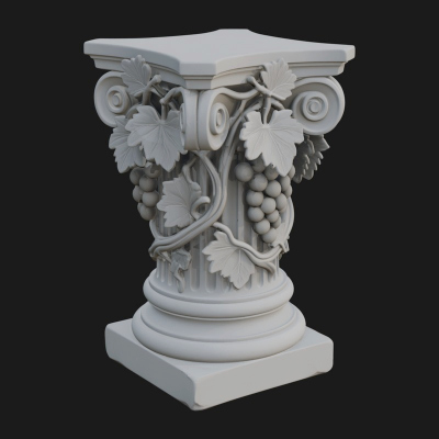 Carved Column Capital Design 3 3D Print Model