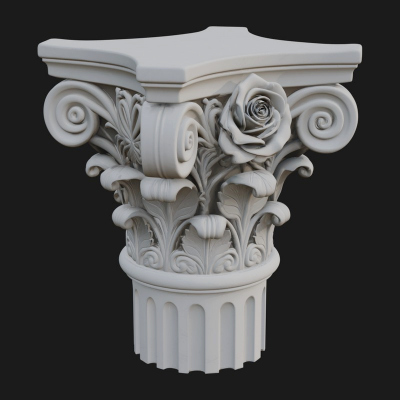 Carved Column Capital Design 5 3D Print Model