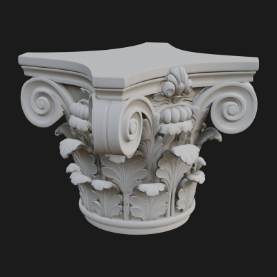 Carved Column Capital Design 6 3D Print Model
