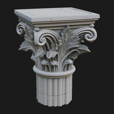 Carved Column Capital Design 8 3D Print Model