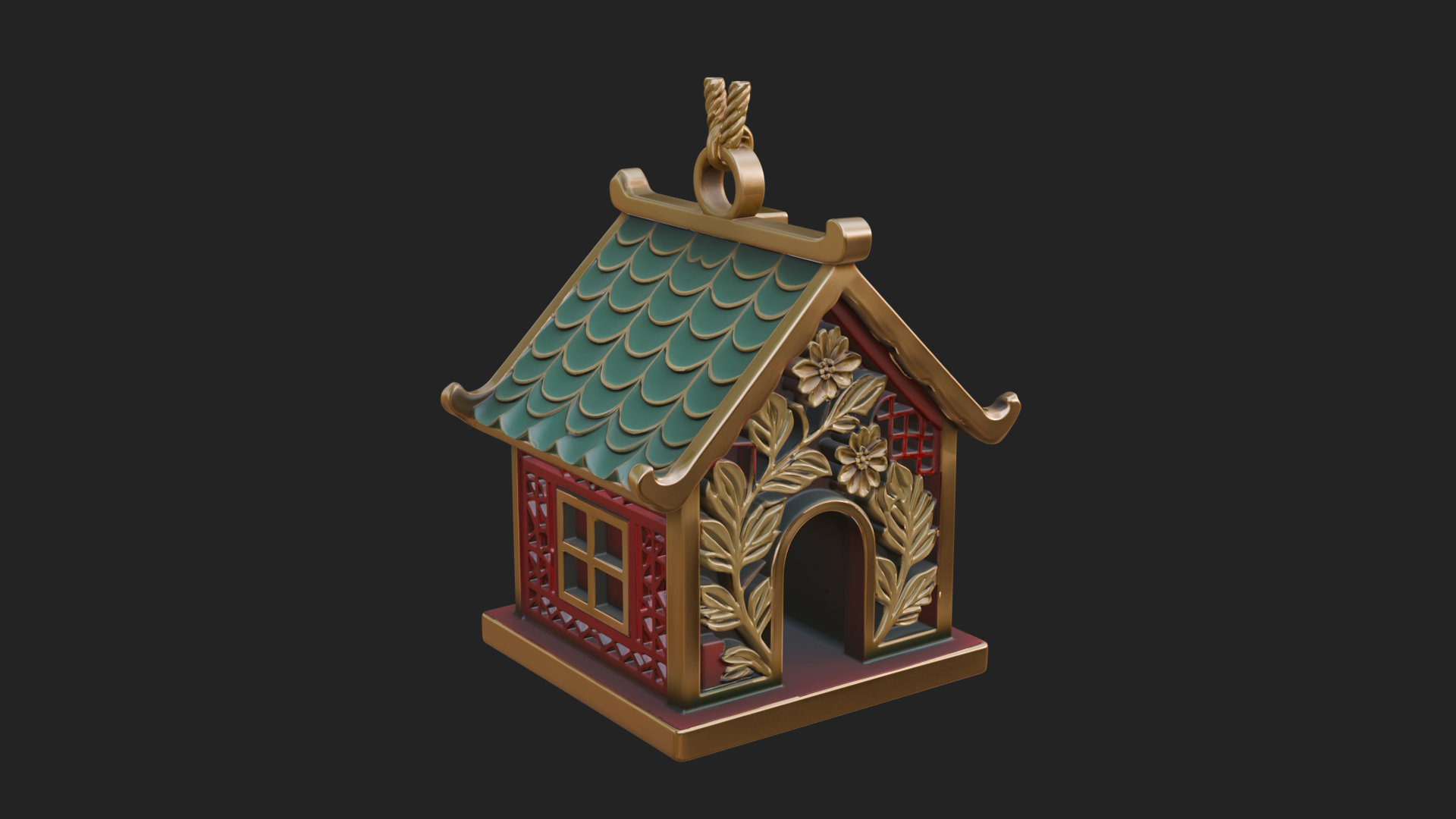 Carved Cottage Ornament Design 1 3D Print Model 3D Model