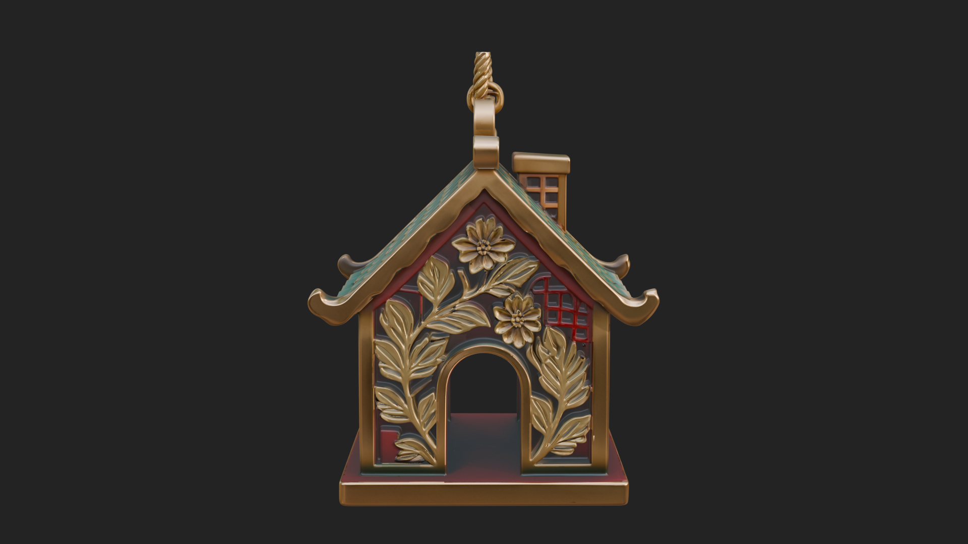 Carved Cottage Ornament Design 1 3D Print Model 3D Model