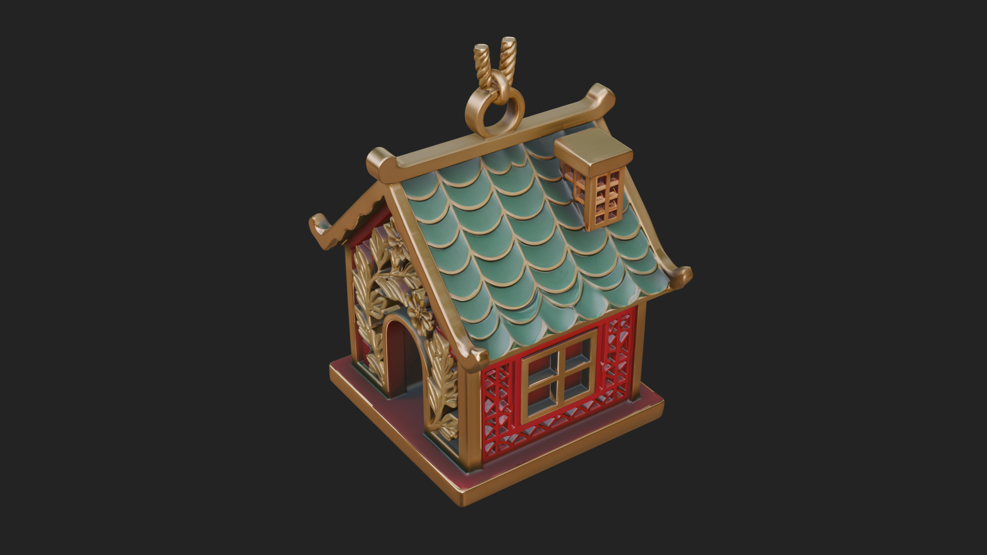 Carved Cottage Ornament Design 1 3D Print Model 3D Model
