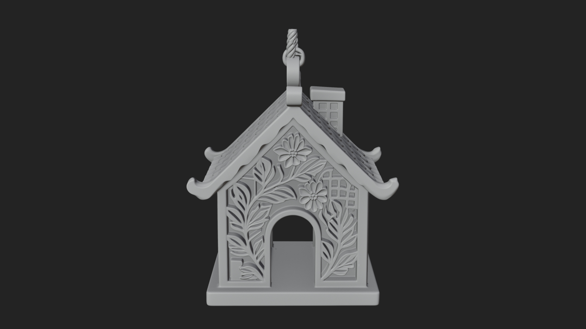 Carved Cottage Ornament Design 1 3D Print Model 3D Model