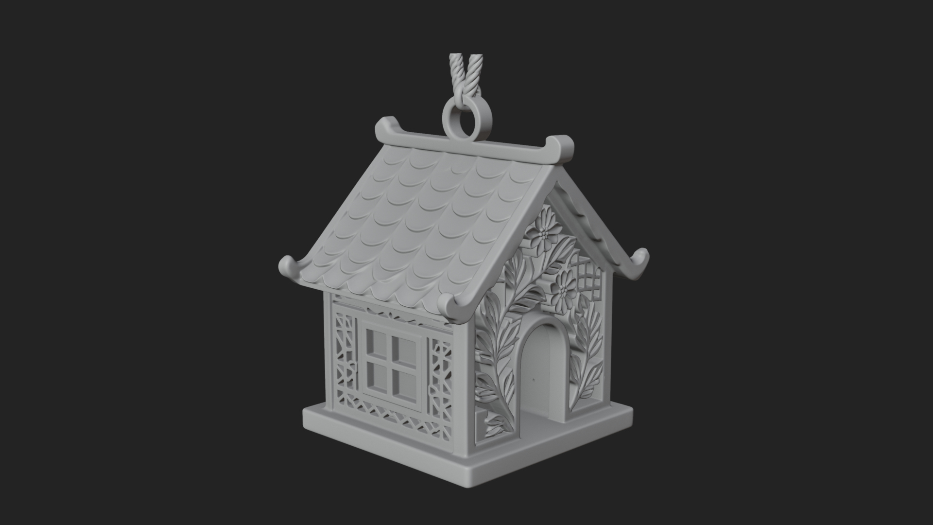 Carved Cottage Ornament Design 1 3D Print Model 3D Model